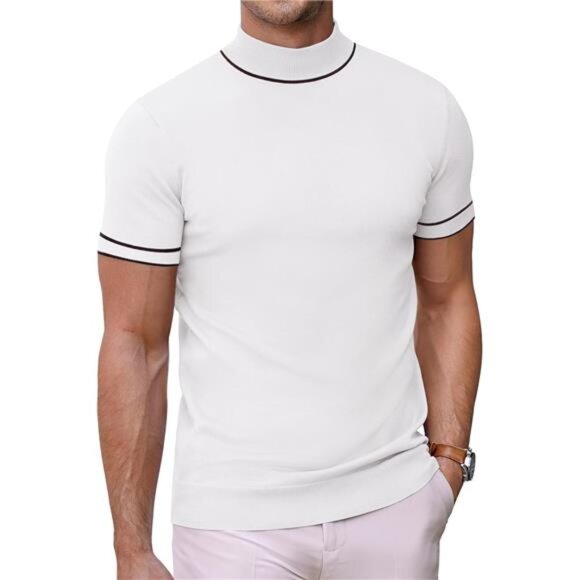Other - Mens Mock Turtleneck Sweater Short Sleeve Casual Dress Sweater Shirt